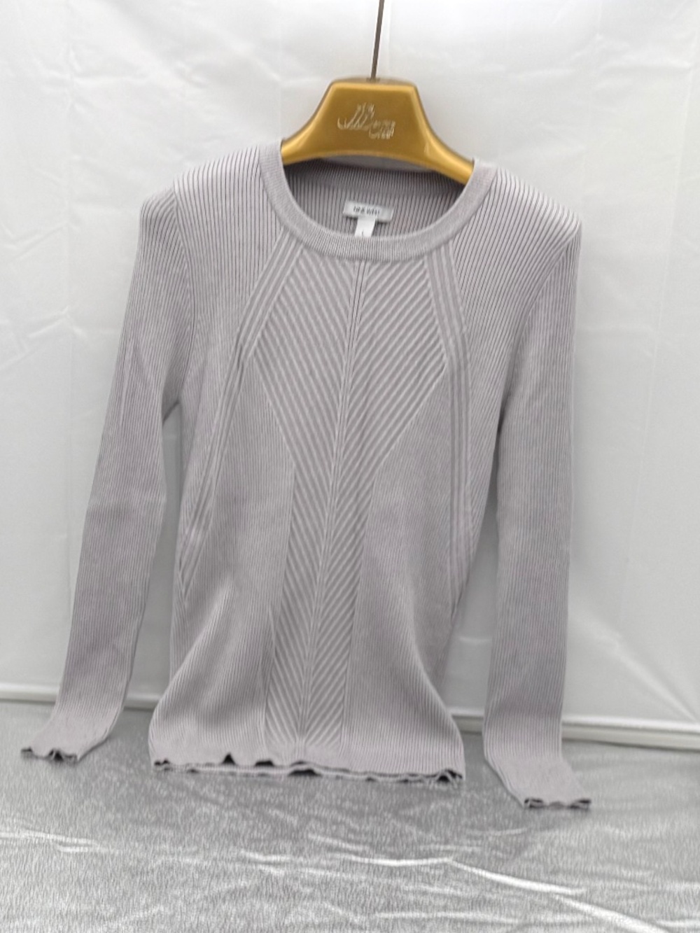 Nine West Metallic Silver Sparkle Sweater Geometric Pattern Knit - Size Large
